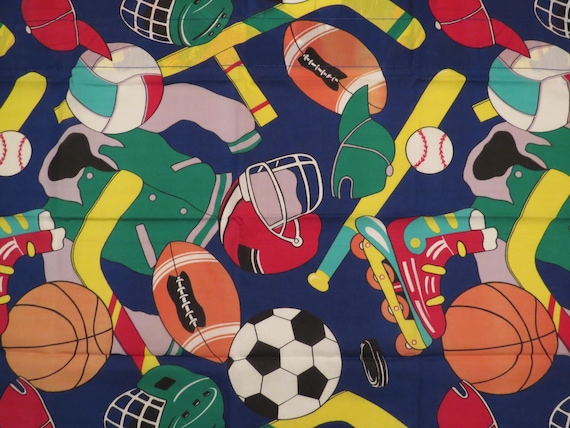 Vintage Fun Sports Curtain set -includes 2 panels and a valance