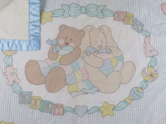 Vintage Teddy Bear and Bunny small blanket