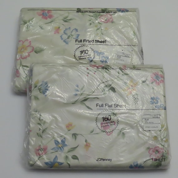 Vintage JC Penney floral "Early Spring" full flat and fitted sheets -New in package