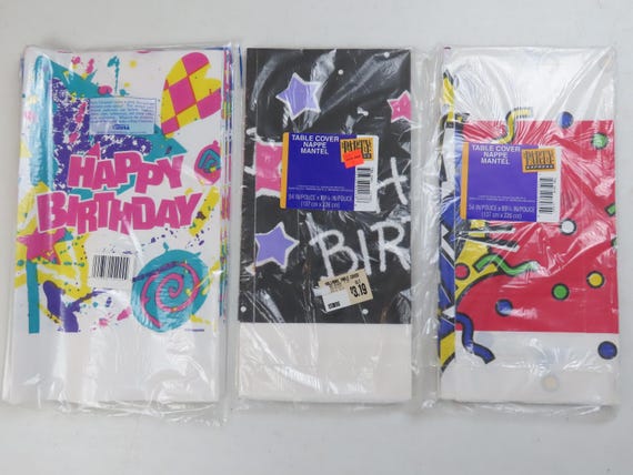 Vintage "Happy Birthday" Paper table cover from the 90's -new in package
