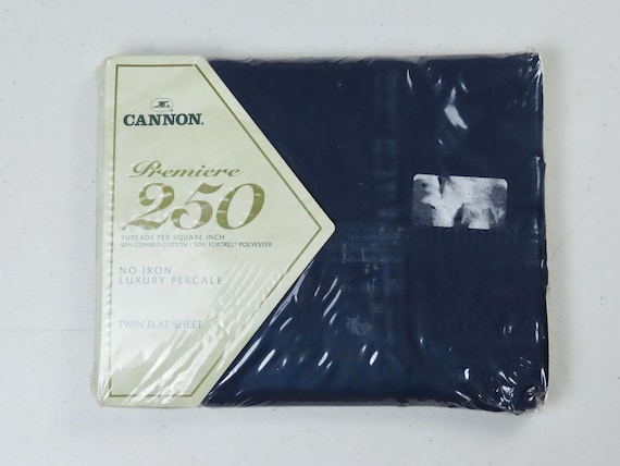 Vintage Cannon Premiere Dark Blue twin flat sheet -new in package