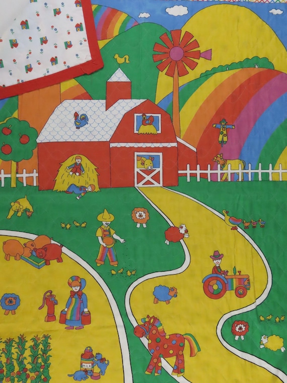 Vintage Rainbow Farm small quilted blanket