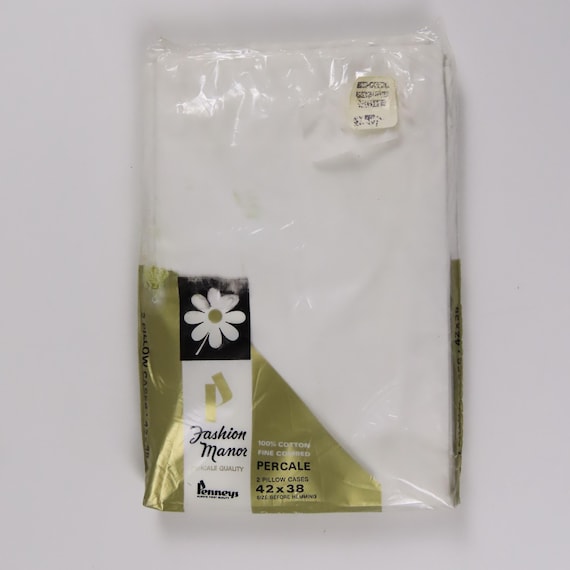 Set of 2 Vintage Fashion Manor white pillowcases -New in package