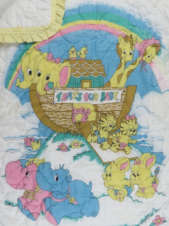 Vintage "That's our Baby" Noah's Ark small quilted blanket