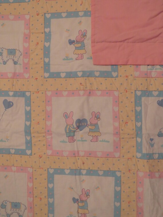 Vintage Cute Bunnies small quilted blanket