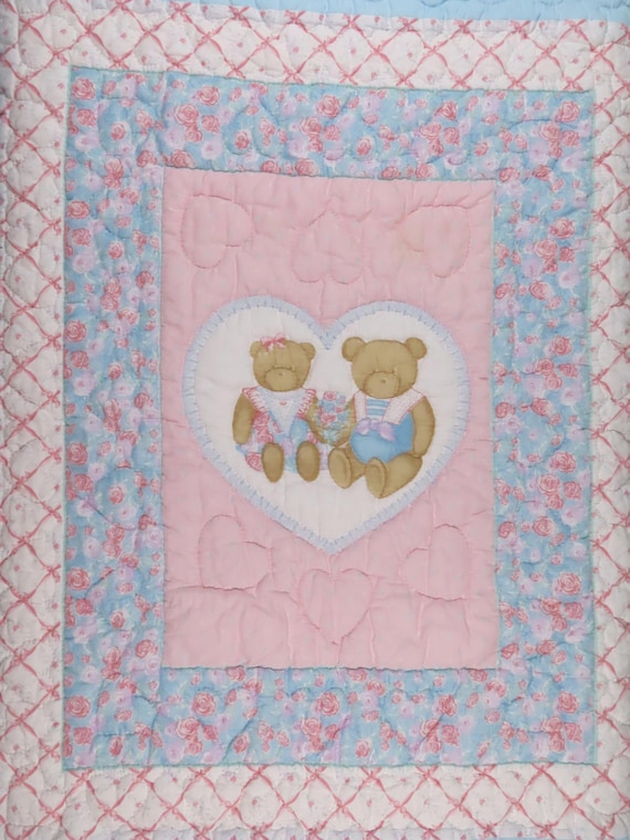 Vintage Teddy Bear small quilted blanket
