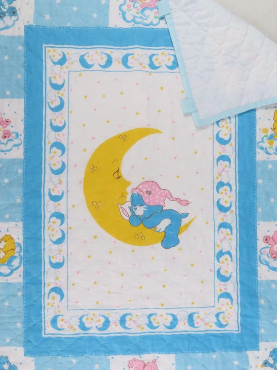 Vintage Care Bears small quilted blanket