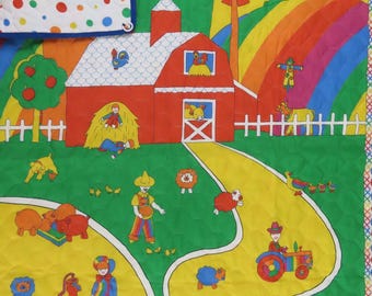 Vintage Rainbow Farm small quilted blanket