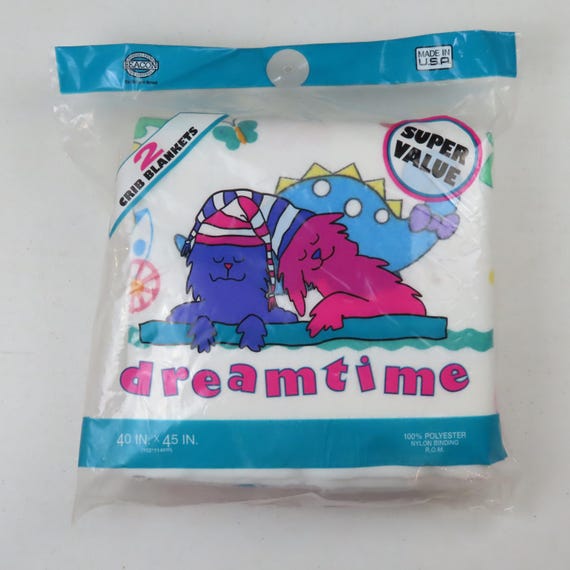 Set of 2 Vintage Beacon Dreamtime crib blankets -new in package