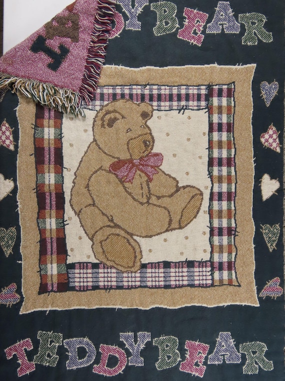 Vintage Teddy Bear small woven blanket