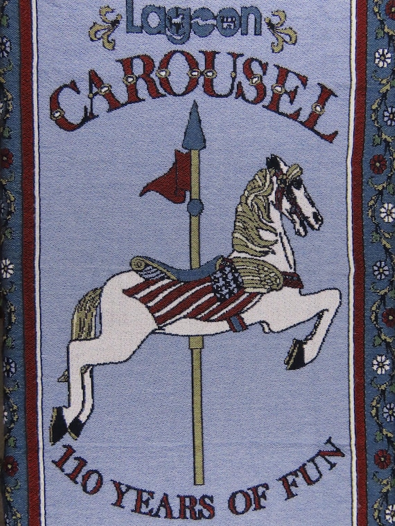 Vintage Lagoon Carousel Horse woven blanket