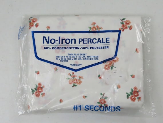 Vintage "Number 1 Seconds" floral twin flat sheet -new in package
