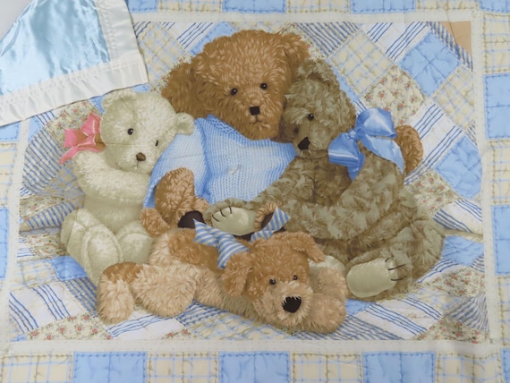 Vintage Teddy Bear and puppy small blanket