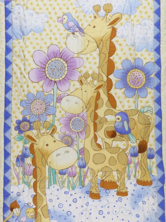 Vintage Cute Giraffe small quilted blanket