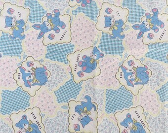 Vintage Blue Teddy bear and friends quilted blanket