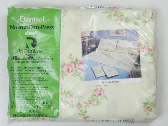 Vintage Dan River "Sweetheart Rose" double flat sheet -new in package
