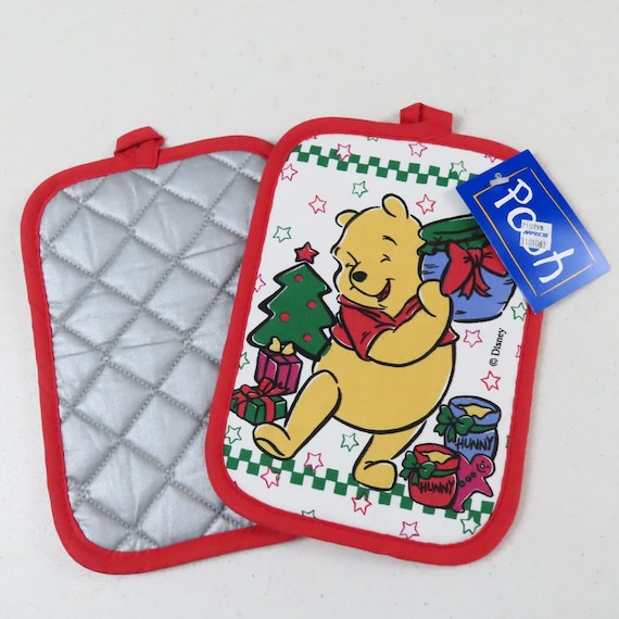 Set of 2 Vintage Winnie the Pooh Christmas Themed Potholders
