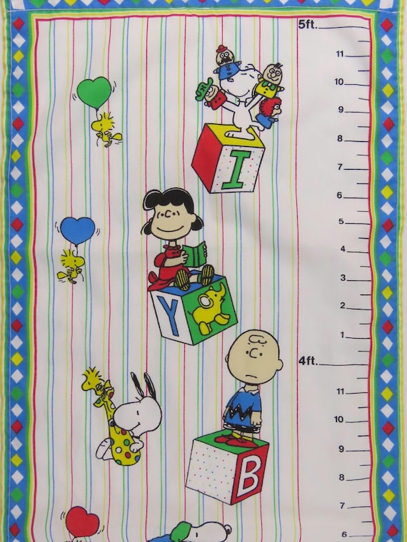 Vintage Peanuts Kid's fabric height chart panel