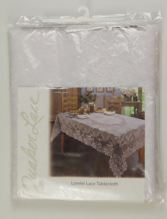 Vintage Quaker Lace 'Lorelei' floral 60" by 84" tablecloth -New in package