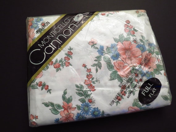 Vintage Cannon Floral full sized flat sheet -new in package