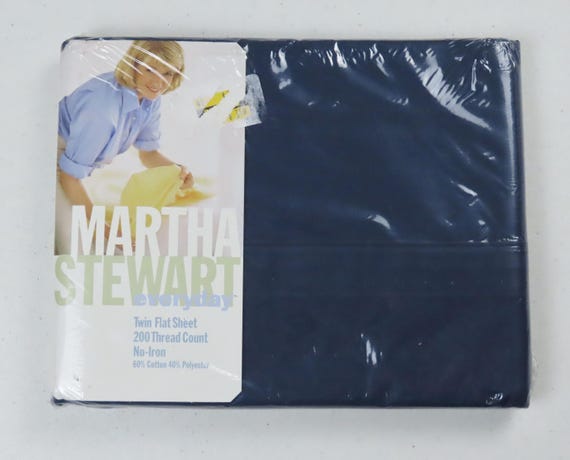 Vintage Martha Stewart Dark Blue twin flat sheet -new in package