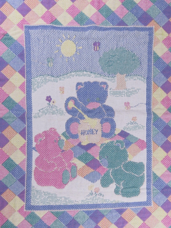 Vintage Teddy Bear small woven blanket