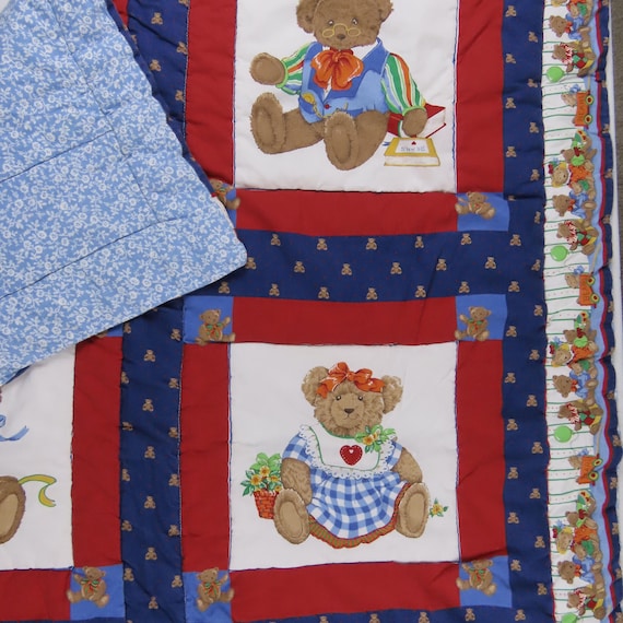Vintage Teddy Bear small quilted blanket