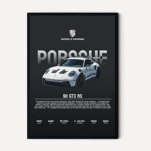 Porsche 911 GT3 RS Poster | Track Car Art Print | Performance Car Wall Art | Car Enthusiast Gift | Modern Auto Print | Home Decor Car Poster