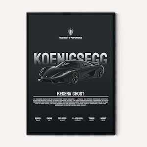 Koenigsegg Regera Ghost Poster | Hypercar Art Print | Luxury Car Wall Art | Car Enthusiast Gift | Modern Auto Print | Home Decor Car Poster