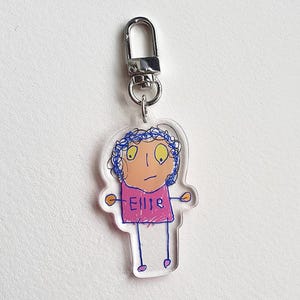 Llavero personalizado con dibujo infantil, llavero con obra de arte infantil, regalo artístico para niños, llavero personalizado, regalo para mamá, papá, maestro, recuerdo.