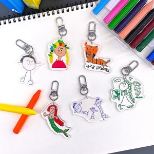 Custom Kids Drawing Keychain, Child's Artwork Keychain, Kids Art Gift ...