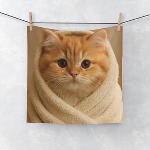 Cute Cat Face Towel, Soft and Absorbent Washcloth, Perfect for Pet Lovers, Bathroom Decor, Gift for Cat Lovers, Animal Lover Towels