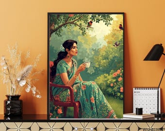 Vintage Indian Woman Art Print | Desi Home Decor (Digital Download)