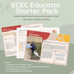ECEC Educator Starter Pack | EYLF Aligned Templates for Australian Educators | Digital Download | Learning Story, Program & Observation