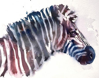 Zebra no.4 / 11" x 14" original watercolor painting