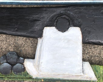 Loop Cannon, Civil War Cannon with Cannon Balls, wood relief carving of a famous landmark located in the Loop area - Mobile, AL, USA