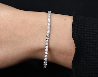 Bransoletka tenisowa z diamentami o średnicy 3,00 mm, okrągła bransoletka z diamentami, minimalistyczna złota bransoletka, bransoletka ślubna, prezent dla niej
