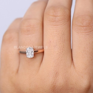 Anillo de compromiso solitario de 1 quilate con corte cojín, diamante cultivado en laboratorio, anillo de promesa minimalista, anillo de compromiso clásico, joyería nupcial
