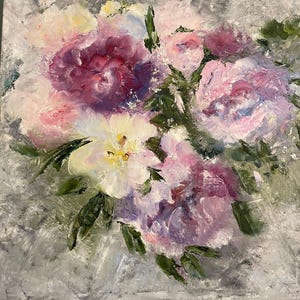 Painting Original Nature Wall Art with Flowers 16 by 16 Oil art work wall decor