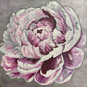 Peony Painting Original Nature Wall Art with Flowers 16 by 16 Oil art work wall decor