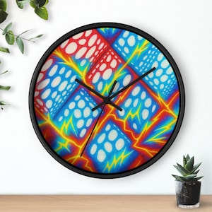 Colorful Wall Clock with Abstract Geometric Pattern, Modern Home Decor
