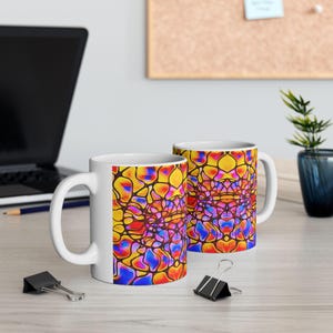 Vibrant Abstract Ceramic Mug - Colorful Coffee Cup, Unique Gift, Art Lover's Drinkware, Decorative Mug for Home, Office, Special Occasion
