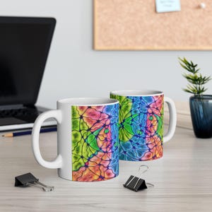 Vibrant Abstract Ceramic Mug - Colorful Coffee Cup, Unique Gift for Art Lovers, Home Decor, Tea Lovers, Creative Kitchen, Birthday, Holidays