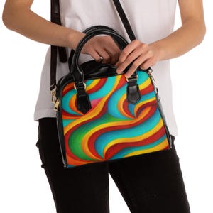 Vibrant Boho Shoulder Bag: Colorful PU Leather Tote Purse