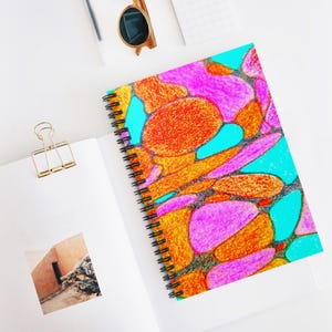 Spiral Notebook with Orange and Pink Abstract Art – Colorful Journal, Gift Idea