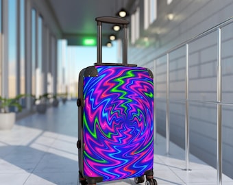 Colorful Swirl Suitcase: Psychedelic Carry-On, Unique Travel Luggage