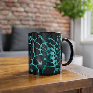 Cyber Pattern Mug | Blue Tech Coffee Cup | Futuristic Design