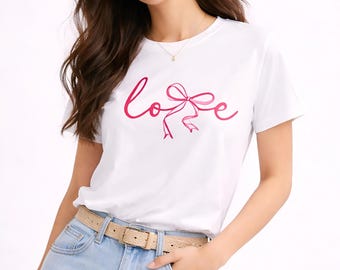 Grafisch T-shirt met liefdesscript | Uniseks katoenen T-shirt