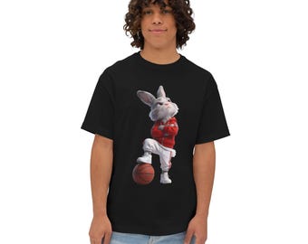 Oversized grafisch T-shirt voor basketbalspeler met konijn