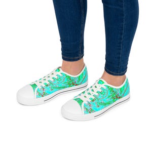 Vibrant Womens Low Top Sneakers Colorful Casual Shoes Stylish Footwear Unique Artistic Gift Idea for Her Everyday Wear